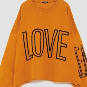 Zara LOVE/DREAMER Embroidered Sweatshirt